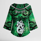 Personalised Maori Matariki Manaia Kakariki Kimono Sleeve Blouse Maori Kowhaiwhai Pattern Galaxy