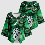 Personalised Maori Matariki Manaia Kakariki Kimono Sleeve Blouse Maori Kowhaiwhai Pattern Galaxy