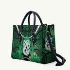 Maori Matariki Manaia Kakariki Leather Bag Maori Kowhaiwhai Pattern Galaxy