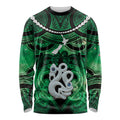 Personalised Maori Matariki Manaia Kakariki Long Sleeve Shirt Maori Kowhaiwhai Pattern Galaxy