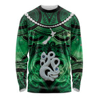 Personalised Maori Matariki Manaia Kakariki Long Sleeve Shirt Maori Kowhaiwhai Pattern Galaxy