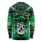 Personalised Maori Matariki Manaia Kakariki Long Sleeve Shirt Maori Kowhaiwhai Pattern Galaxy