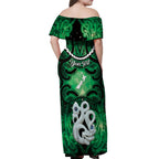 Personalised Maori Matariki Manaia Kakariki Off Shoulder Maxi Dress Maori Kowhaiwhai Pattern Galaxy