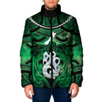 Personalised Maori Matariki Manaia Kakariki Padded Jacket Maori Kowhaiwhai Pattern Galaxy