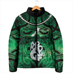 Personalised Maori Matariki Manaia Kakariki Padded Jacket Maori Kowhaiwhai Pattern Galaxy