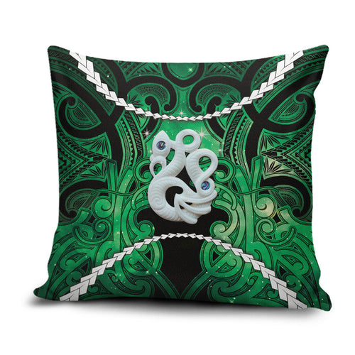 Maori Matariki Manaia Kakariki Pillow Cover Maori Kowhaiwhai Pattern Galaxy