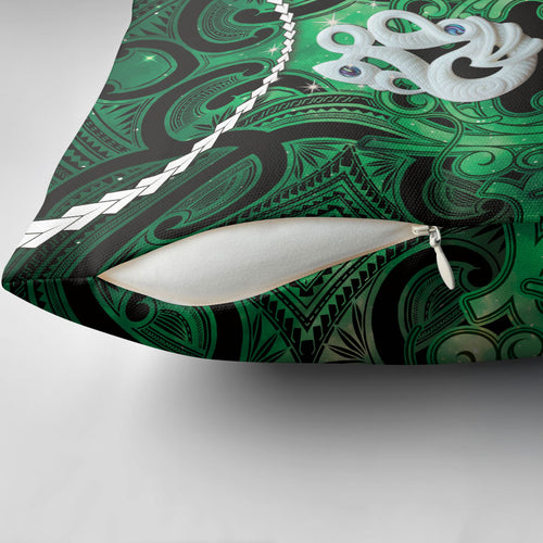 Maori Matariki Manaia Kakariki Pillow Cover Maori Kowhaiwhai Pattern Galaxy