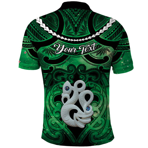 Personalised Maori Matariki Manaia Kakariki Polo Shirt Maori Kowhaiwhai Pattern Galaxy