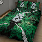 Maori Matariki Manaia Kakariki Quilt Bed Set Maori Kowhaiwhai Pattern Galaxy