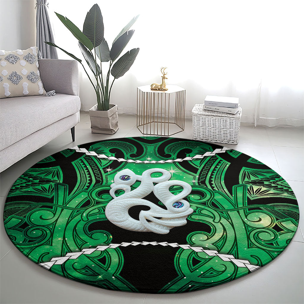 Maori Matariki Manaia Kakariki Round Carpet Maori Kowhaiwhai Pattern Galaxy