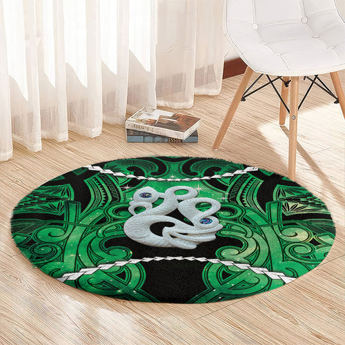 Maori Matariki Manaia Kakariki Round Carpet Maori Kowhaiwhai Pattern Galaxy