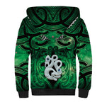 Personalised Maori Matariki Manaia Kakariki Sherpa Hoodie Maori Kowhaiwhai Pattern Galaxy