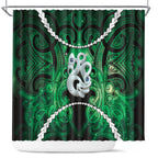 Maori Matariki Manaia Kakariki Shower Curtain Maori Kowhaiwhai Pattern Galaxy