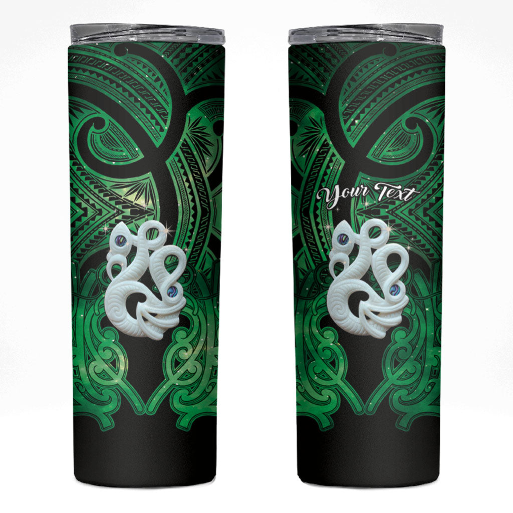 Personalised Maori Matariki Manaia Kakariki Skinny Tumbler Maori Kowhaiwhai Pattern Galaxy