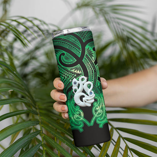 Personalised Maori Matariki Manaia Kakariki Skinny Tumbler Maori Kowhaiwhai Pattern Galaxy