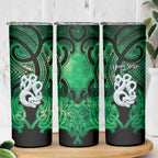 Personalised Maori Matariki Manaia Kakariki Skinny Tumbler Maori Kowhaiwhai Pattern Galaxy