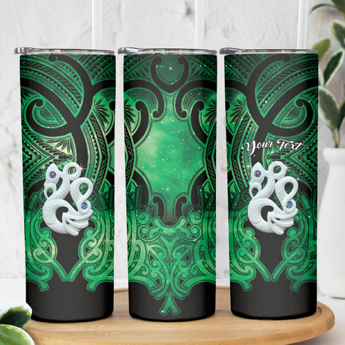 Personalised Maori Matariki Manaia Kakariki Skinny Tumbler Maori Kowhaiwhai Pattern Galaxy