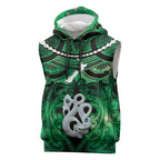 Personalised Maori Matariki Manaia Kakariki Sleeveless Hoodie Maori Kowhaiwhai Pattern Galaxy