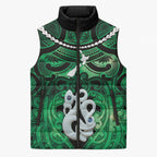 Personalised Maori Matariki Manaia Kakariki Sleeveless Puffer Jacket Maori Kowhaiwhai Pattern Galaxy