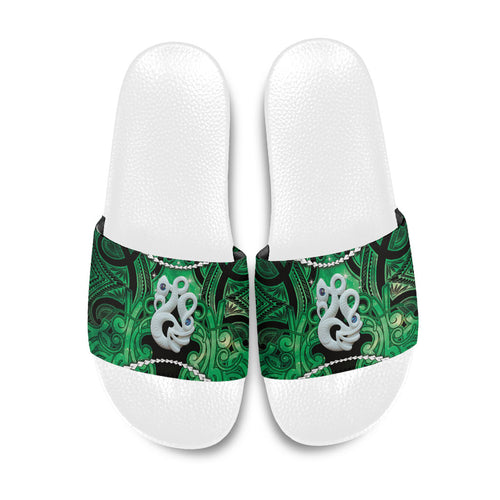 Maori Matariki Manaia Kakariki Slide Sandals Maori Kowhaiwhai Pattern Galaxy