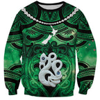 Personalised Maori Matariki Manaia Kakariki Sweatshirt Maori Kowhaiwhai Pattern Galaxy