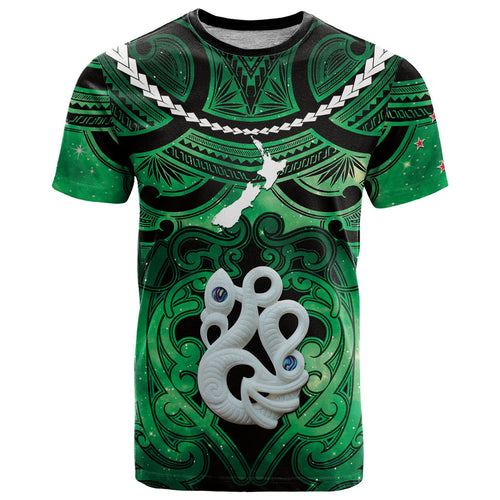 Personalised Maori Matariki Manaia Kakariki T Shirt Maori Kowhaiwhai Pattern Galaxy