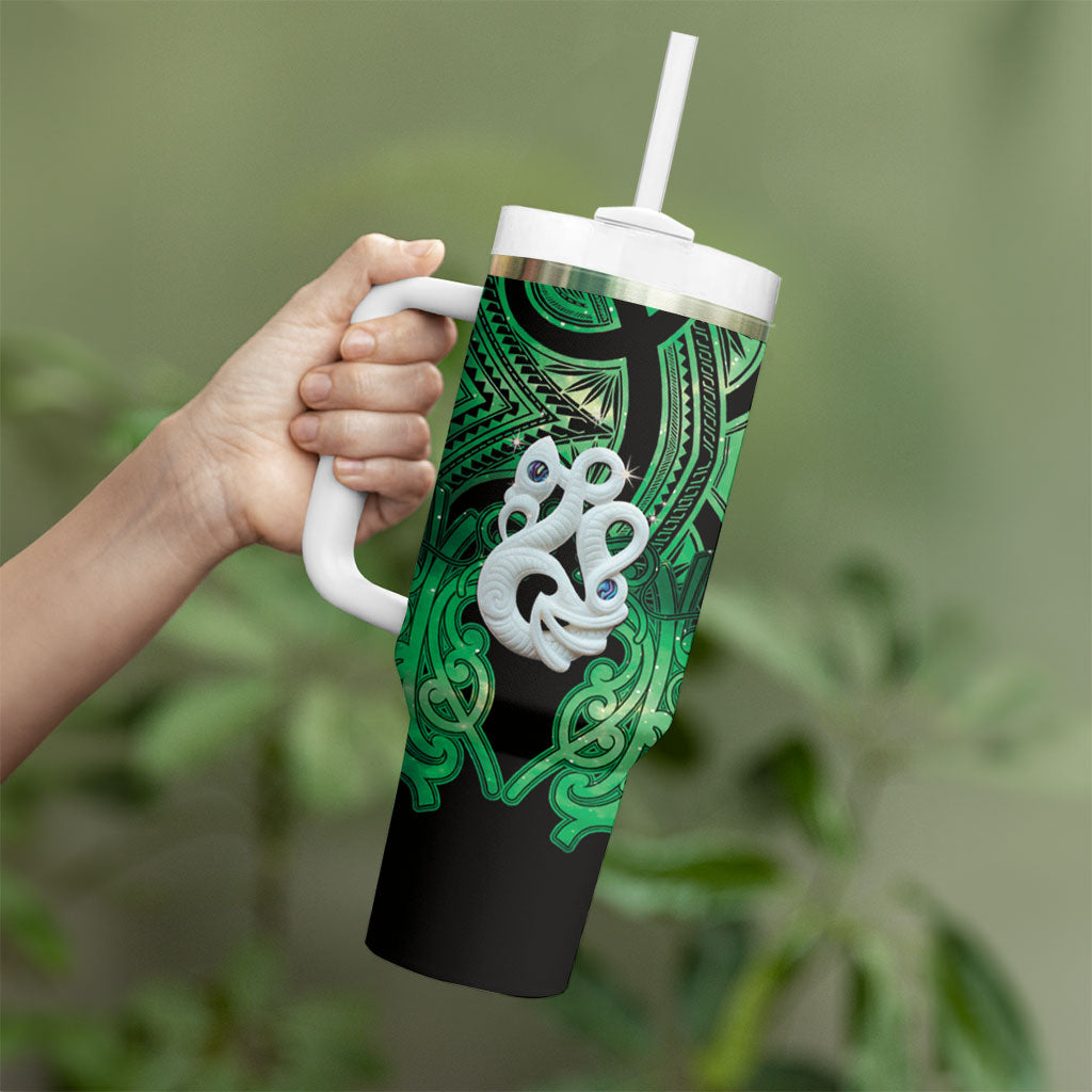 Personalised Maori Matariki Manaia Kakariki Tumbler With Handle Maori Kowhaiwhai Pattern Galaxy