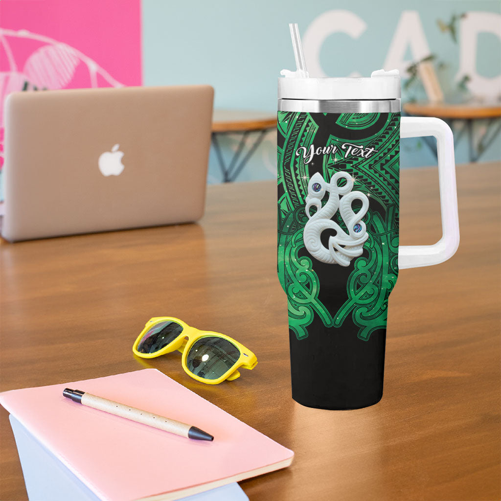 Personalised Maori Matariki Manaia Kakariki Tumbler With Handle Maori Kowhaiwhai Pattern Galaxy