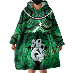 Personalised Maori Matariki Manaia Kakariki Wearable Blanket Hoodie Maori Kowhaiwhai Pattern Galaxy