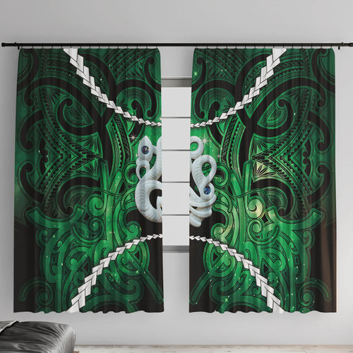Maori Matariki Manaia Kakariki Window Curtain Maori Kowhaiwhai Pattern Galaxy