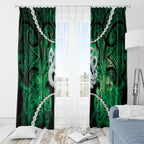 Maori Matariki Manaia Kakariki Window Curtain Maori Kowhaiwhai Pattern Galaxy