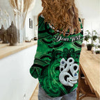 Personalised Maori Matariki Manaia Kakariki Women Casual Shirt Maori Kowhaiwhai Pattern Galaxy