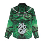 Personalised Maori Matariki Manaia Kakariki Women Casual Shirt Maori Kowhaiwhai Pattern Galaxy