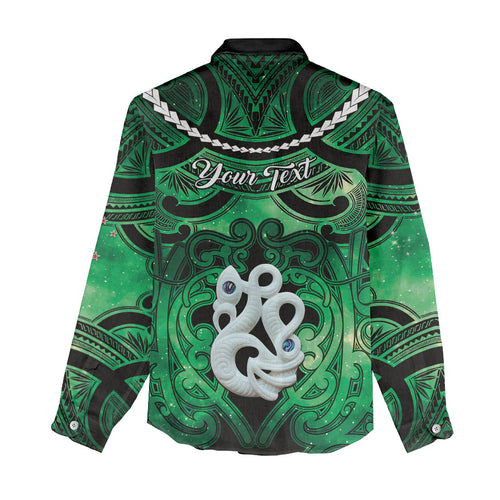 Personalised Maori Matariki Manaia Kakariki Women Casual Shirt Maori Kowhaiwhai Pattern Galaxy