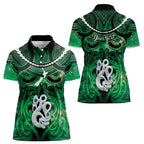Personalised Maori Matariki Manaia Kakariki Women Polo Shirt Maori Kowhaiwhai Pattern Galaxy