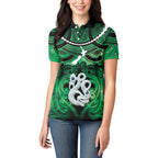 Personalised Maori Matariki Manaia Kakariki Women Polo Shirt Maori Kowhaiwhai Pattern Galaxy