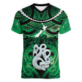 Personalised Maori Matariki Manaia Kakariki Women V-Neck T-Shirt Maori Kowhaiwhai Pattern Galaxy