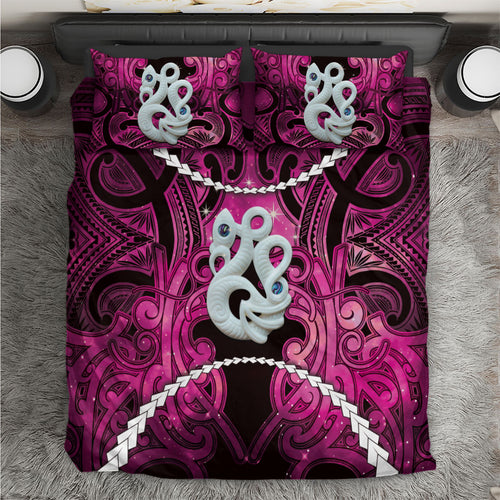 Maori Matariki Manaia Mawhero Bedding Set Maori Kowhaiwhai Pattern Galaxy