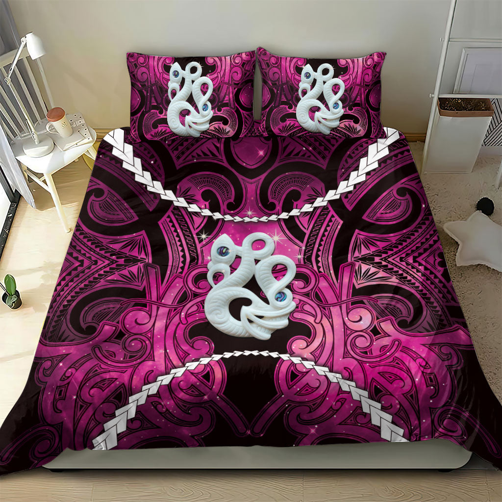 Maori Matariki Manaia Mawhero Bedding Set Maori Kowhaiwhai Pattern Galaxy