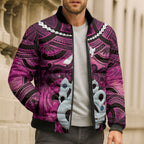 Personalised Maori Matariki Manaia Mawhero Bomber Puffer Jacket Maori Kowhaiwhai Pattern Galaxy