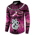 Personalised Maori Matariki Manaia Mawhero Button Sweatshirt Maori Kowhaiwhai Pattern Galaxy