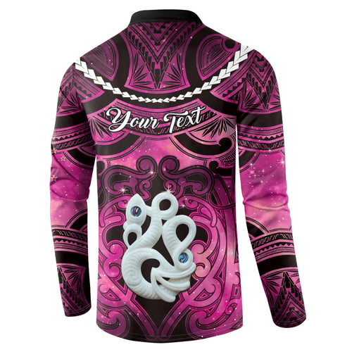 Personalised Maori Matariki Manaia Mawhero Button Sweatshirt Maori Kowhaiwhai Pattern Galaxy
