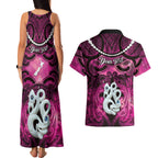 Personalised Maori Matariki Manaia Mawhero Couples Matching Tank Maxi Dress and Hawaiian Shirt Maori Kowhaiwhai Pattern Galaxy