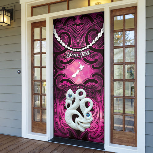 Personalised Maori Matariki Manaia Mawhero Door Cover Maori Kowhaiwhai Pattern Galaxy