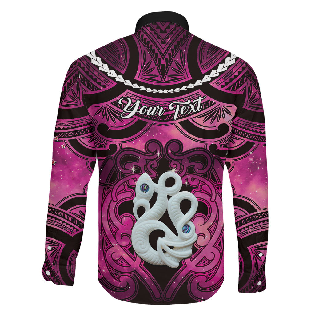 Personalised Maori Matariki Manaia Mawhero Family Matching Long Sleeve Bodycon Dress and Hawaiian Shirt Maori Kowhaiwhai Pattern Galaxy