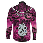 Personalised Maori Matariki Manaia Mawhero Family Matching Off The Shoulder Long Sleeve Dress and Hawaiian Shirt Maori Kowhaiwhai Pattern Galaxy