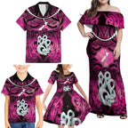 Personalised Maori Matariki Manaia Mawhero Family Matching Off Shoulder Maxi Dress and Hawaiian Shirt Maori Kowhaiwhai Pattern Galaxy