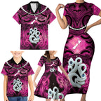 Personalised Maori Matariki Manaia Mawhero Family Matching Short Sleeve Bodycon Dress and Hawaiian Shirt Maori Kowhaiwhai Pattern Galaxy