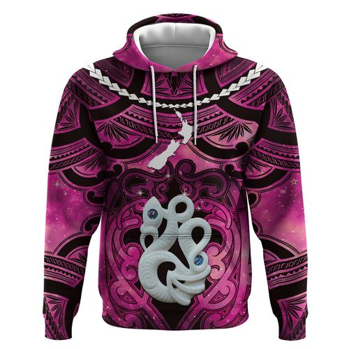 Personalised Maori Matariki Manaia Mawhero Hoodie Maori Kowhaiwhai Pattern Galaxy