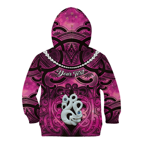 Personalised Maori Matariki Manaia Mawhero Kid Hoodie Maori Kowhaiwhai Pattern Galaxy